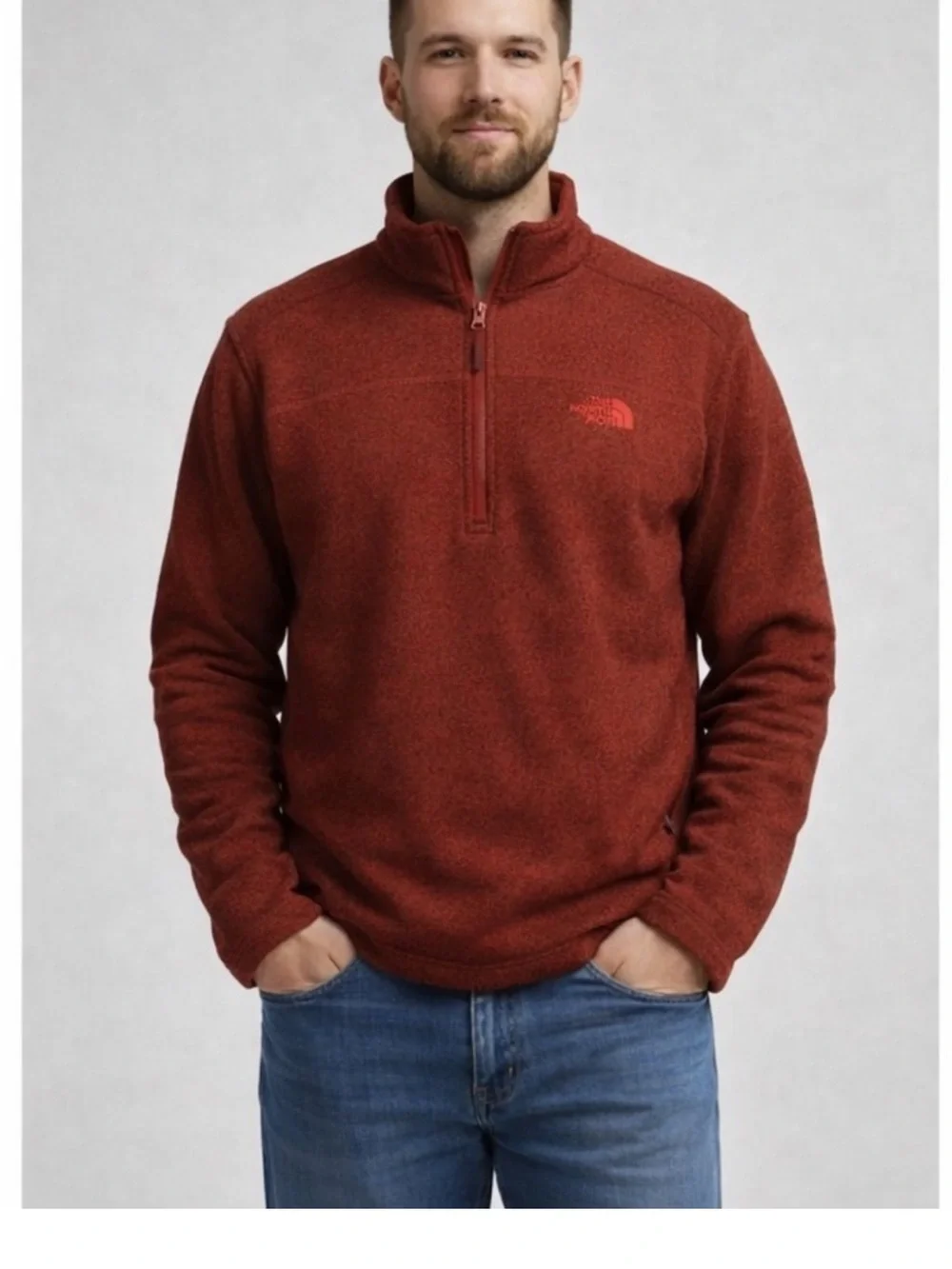 The North Face Men’s Half-Zip Fleece Pullover - heathered Brick Red L